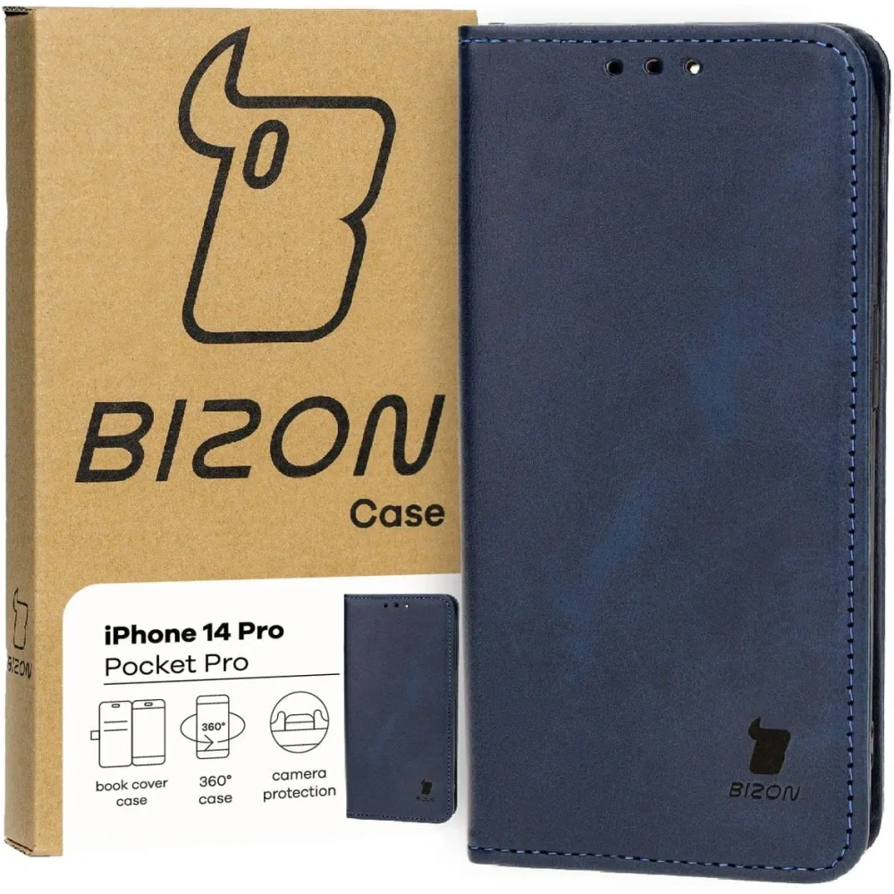 Etui z klapką Bizon Case Pocket Pro do Apple iPhone 14 Pro granatowe