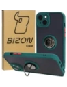 Bizon Case Hybrid Ring Apple iPhone 15 Plus rauchig mit einem dunkelgrünen Rahmen