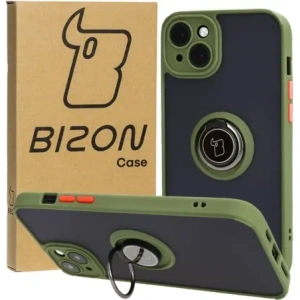 Kup Etui s úchytem na prst Bizon Case Hybrid Ring pro Apple iPhone 15 Plus kouřové se zeleným rámečkem - BIZ3727 - {ean13} - Sklep Home Screen