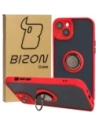 Bizon Case Hybrid Ring Apple iPhone 15 Plus füstös piros kerettel
