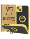 Bizon Case Hybrid Gyűrű Apple iPhone 15 Plus füstös sárga kerettel