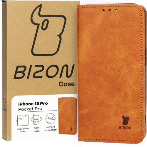 Kup Etui z klapką Bizon Case Pocket Pro do Apple iPhone 15 Pro brązowe - BIZ3732 - {ean13} - Sklep Home Screen