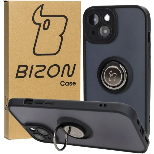 Kup Etui z uchwytem na palec Bizon Case Hybrid Ring do Apple iPhone 15 kouřové s černým rámem - BIZ3764 - {ean13} - Sklep Home Screen