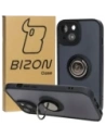 Etui z uchwytem na palec Bizon Case Hybrid Ring do Apple iPhone 15 kouřové s černým rámem