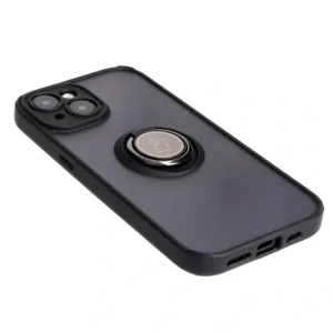 Kup Etui z uchwytem na palec Bizon Case Hybrid Ring do Apple iPhone 15 przydymione z czarną ramką - BIZ3764 - {ean13} - Sklep Home Screen