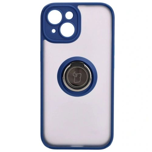 Kup Etui s úchytem na prst Bizon Case Hybrid Ring do Apple iPhone 15 kouřové s modrým rámečkem - BIZ3765 - {ean13} - Sklep Home Screen