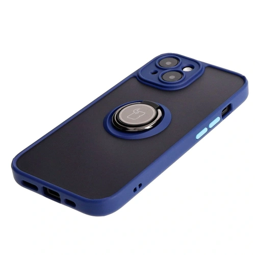 Kup Etui s úchytem na prst Bizon Case Hybrid Ring do Apple iPhone 15 kouřové s modrým rámečkem - BIZ3765 - {ean13} - Sklep Home Screen