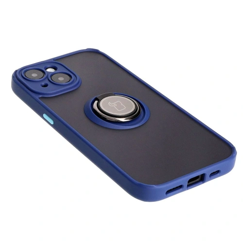 Kup Etui s úchytem na prst Bizon Case Hybrid Ring do Apple iPhone 15 kouřové s modrým rámečkem - BIZ3765 - {ean13} - Sklep Home Screen