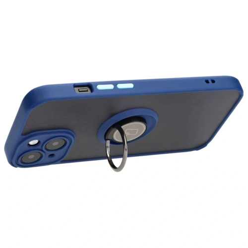 Kup Etui s úchytem na prst Bizon Case Hybrid Ring do Apple iPhone 15 kouřové s modrým rámečkem - BIZ3765 - {ean13} - Sklep Home Screen