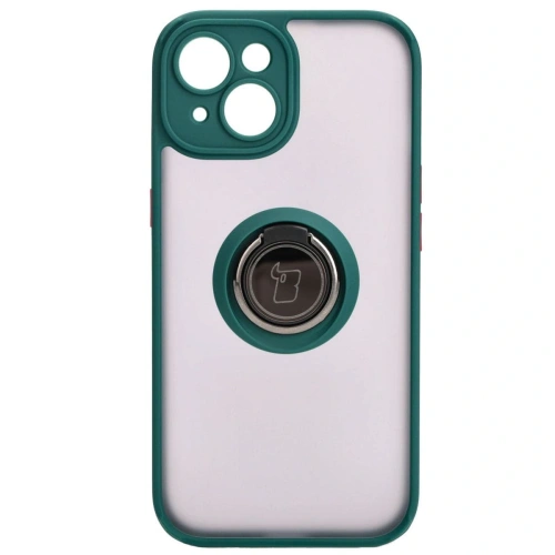 Kup Etui z uchwytem na palec Bizon Case Hybrid Ring do Apple iPhone 15 przydymione z ciemnozieloną ramką - BIZ3766 - {ean13} - Sklep Home Screen
