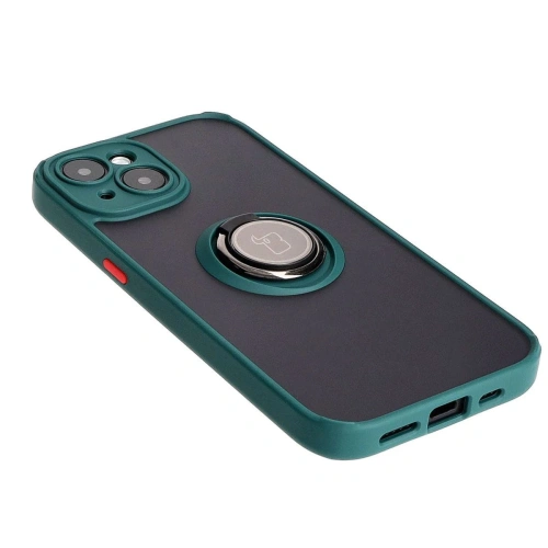 Kup Etui z uchwytem na palec Bizon Case Hybrid Ring do Apple iPhone 15 przydymione z ciemnozieloną ramką - BIZ3766 - {ean13} - Sklep Home Screen