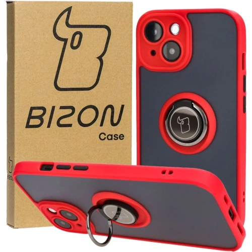 Kup Etui z uchwytem na palec Bizon Case Hybrid Ring do Apple iPhone 15 przydymione z czerwoną ramką - BIZ3767 - {ean13} - Sklep Home Screen