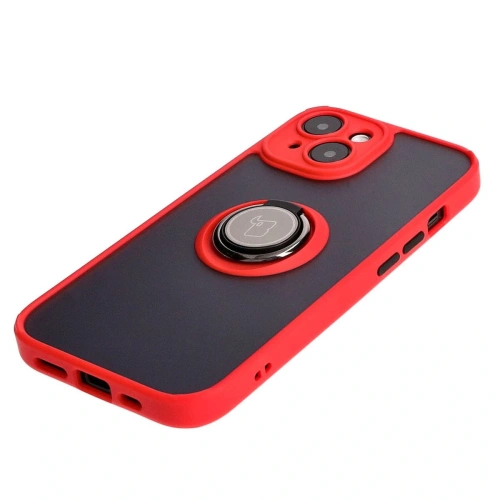 Kup Etui z uchwytem na palec Bizon Case Hybrid Ring do Apple iPhone 15 przydymione z czerwoną ramką - BIZ3767 - {ean13} - Sklep Home Screen