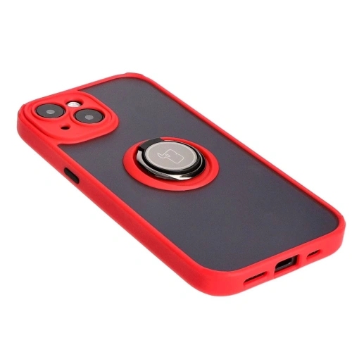 Kup Etui z uchwytem na palec Bizon Case Hybrid Ring do Apple iPhone 15 przydymione z czerwoną ramką - BIZ3767 - {ean13} - Sklep Home Screen