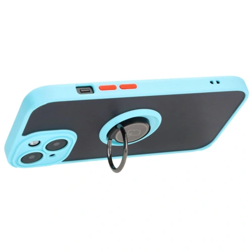 Kup Etui s úchopem na prst Bizon Case Hybrid Ring pro Apple iPhone 15 kouřové s jasně modrým rámečkem - BIZ3768 - {ean13} - Sklep Home Screen