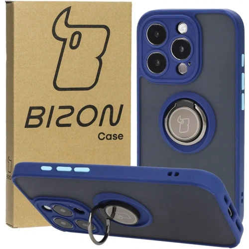 Kup Bizon Case Hybrid Ring Apple iPhone 15 Pro rauchig mit einem marineblauen Rahmen - BIZ3771 - {ean13} - Sklep Home Screen