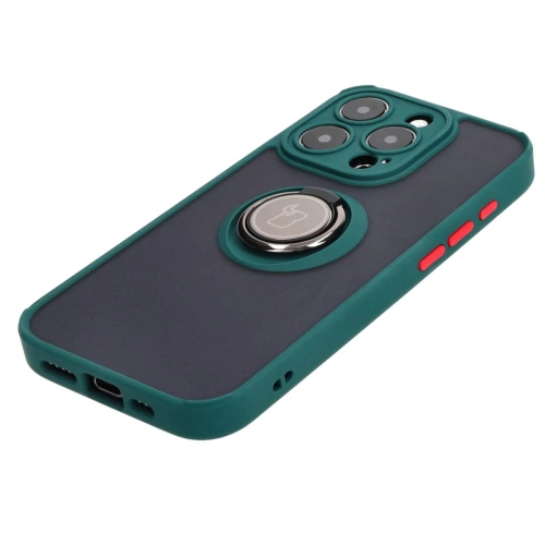 Buy Bizon Case Hybrid Ring Apple iPhone 15 Pro smoky with a dark green frame - BIZ3772 - {ean13} - Home Screen Store Europe