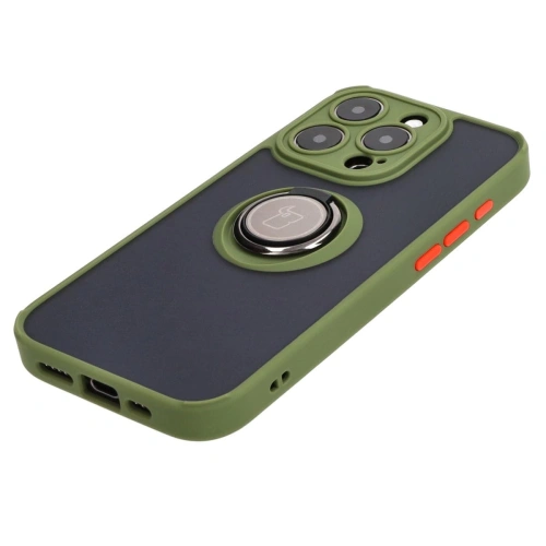 Buy Bizon Case Hybrid Ring Apple iPhone 15 Pro smoky with a green frame - BIZ3773 - {ean13} - Home Screen Store Europe