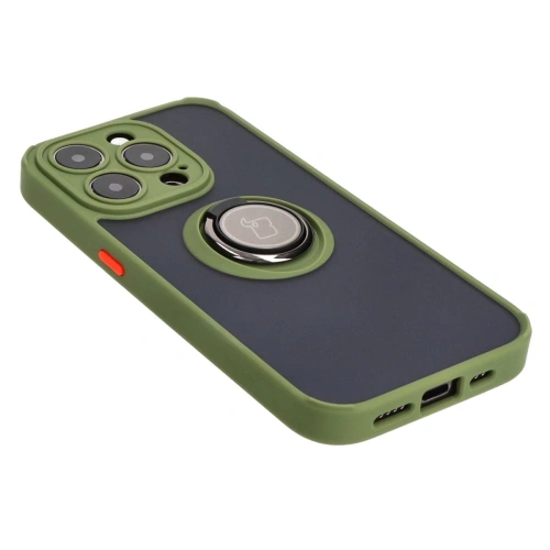 Buy Bizon Case Hybrid Ring Apple iPhone 15 Pro smoky with a green frame - BIZ3773 - {ean13} - Home Screen Store Europe