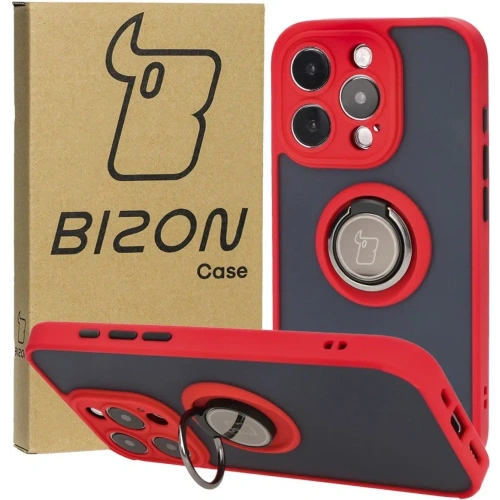 Kup Etui z uchwytem na palec Bizon Case Hybrid Ring do Apple iPhone 15 Pro przydymione z czerwoną ramką - BIZ3774 - {ean13} - Sklep Home Screen