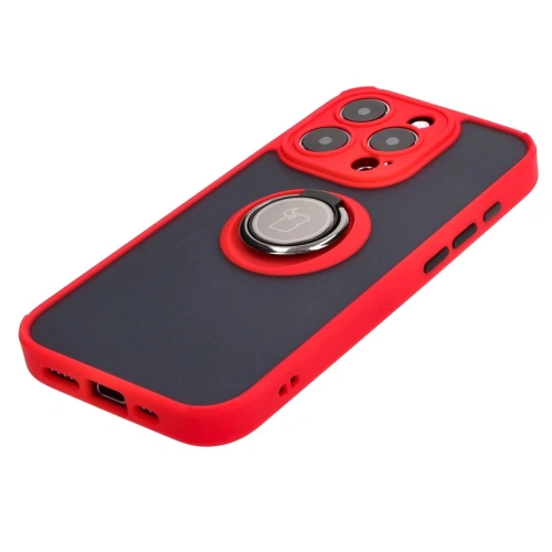 Kup Etui z uchwytem na palec Bizon Case Hybrid Ring do Apple iPhone 15 Pro kouřové s červeným rámečkem - BIZ3774 - {ean13} - Sklep Home Screen