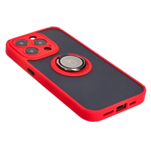 Kup Etui z uchwytem na palec Bizon Case Hybrid Ring do Apple iPhone 15 Pro kouřové s červeným rámečkem - BIZ3774 - {ean13} - Sklep Home Screen