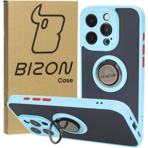 Kup Bizon Case Hybrid Ring Apple iPhone 15 Pro fumuriu cu un cadru bleu deschis - BIZ3775 - {ean13} - Sklep Home Screen