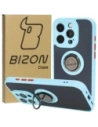 Bizon Case Hybrid Ring Apple iPhone 15 Pro fumuriu cu un cadru bleu deschis