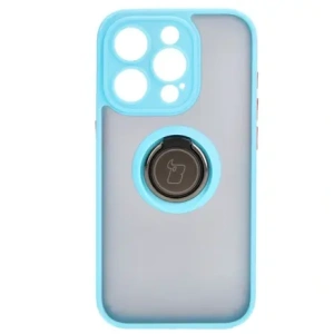 Kup Etui z uchwytem na palec Bizon Case Hybrid Ring do Apple iPhone 15 Pro przydymione z jasnoniebieską ramką - BIZ3775 - {ean13} - Sklep Home Screen