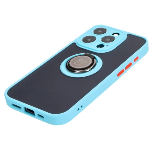 Kup Bizon Case Hybrid Ring Apple iPhone 15 Pro fumuriu cu un cadru bleu deschis - BIZ3775 - {ean13} - Sklep Home Screen