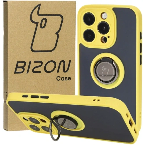 Kup Bizon Case Hybrid Ring Apple iPhone 15 Pro fumuriu cu un cadru galben - BIZ3776 - {ean13} - Sklep Home Screen