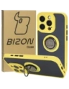 Bizon Case Hybrid Ring Apple iPhone 15 Pro smoky with a yellow frame