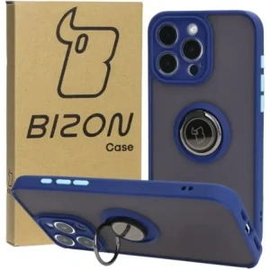 Kup Etui z uchwytem na palec Bizon Case Hybrid Ring do Apple iPhone 15 Pro Max przydymione z granatową ramką - BIZ3778 - {ean13} - Sklep Home Screen