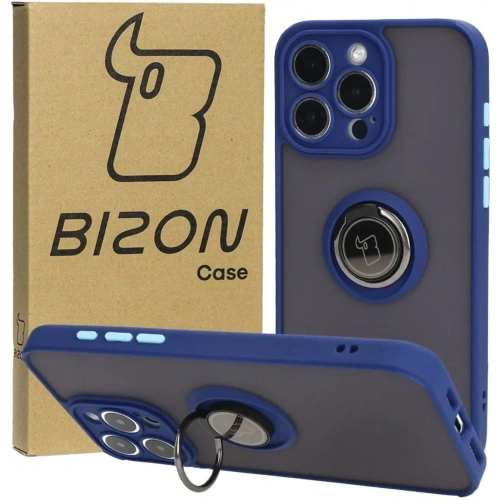 Kup Etui z uchwytem na palec Bizon Case Hybrid Ring do Apple iPhone 15 Pro Max zakouřená s modrým rámečkem - BIZ3778 - {ean13} - Sklep Home Screen