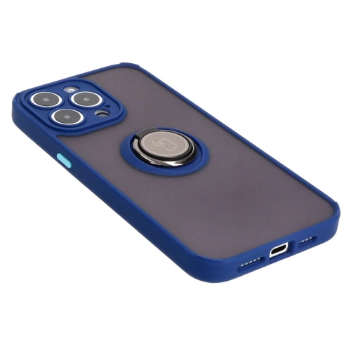 Kup Etui z uchwytem na palec Bizon Case Hybrid Ring do Apple iPhone 15 Pro Max zakouřená s modrým rámečkem - BIZ3778 - {ean13} - Sklep Home Screen