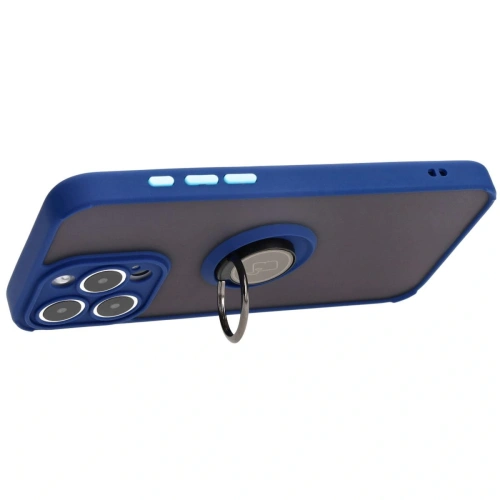 Kup Etui z uchwytem na palec Bizon Case Hybrid Ring do Apple iPhone 15 Pro Max zakouřená s modrým rámečkem - BIZ3778 - {ean13} - Sklep Home Screen