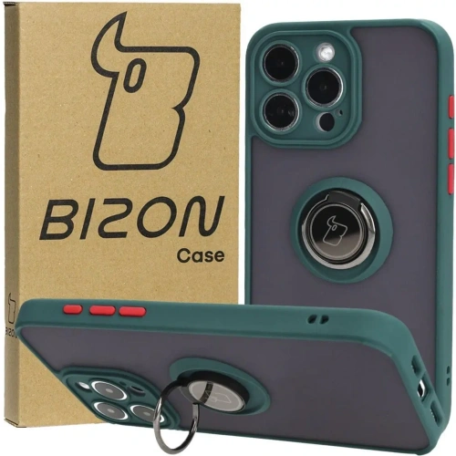Buy Bizon Case Hybrid Ring Apple iPhone 15 Pro Max smoky with a dark green frame - BIZ3779 - {ean13} - Home Screen Store Europe