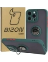 Bizon Case Hybrid Ring Apple iPhone 15 Pro Max smoky with a dark green frame