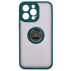 Kup Etui z uchwytem na palec Bizon Case Hybrid Ring do Apple iPhone 15 Pro Max przydymione z ciemnozieloną ramką - BIZ3779 - {ean13} - Sklep Home Screen