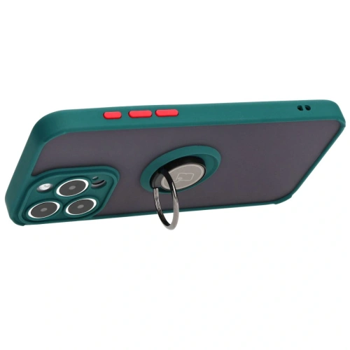 Kup Etui z uchwytem na palec Bizon Case Hybrid Ring do Apple iPhone 15 Pro Max kouřové s tmavě zeleným rámečkem - BIZ3779 - {ean13} - Sklep Home Screen