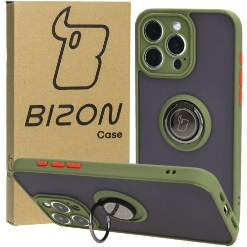 Kup Bizon Case Hybrid Ring Apple iPhone 15 Pro Max fumuriu cu un cadru verde - BIZ3780 - {ean13} - Sklep Home Screen