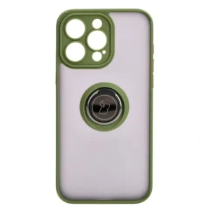 Kup Etui z uchwytem na palec Bizon Case Hybrid Ring do Apple iPhone 15 Pro Max przydymione z zieloną ramką - BIZ3780 - {ean13} - Sklep Home Screen