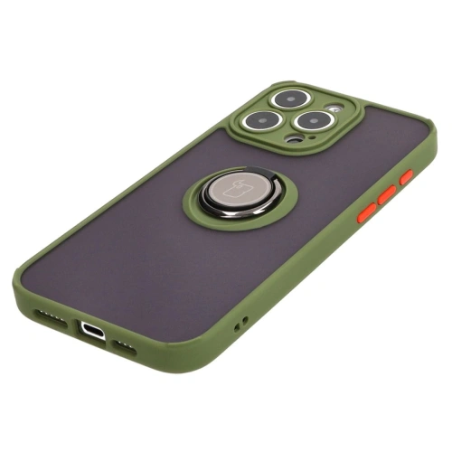 Kup Bizon Case Hybrid Ring Apple iPhone 15 Pro Max fumuriu cu un cadru verde - BIZ3780 - {ean13} - Sklep Home Screen