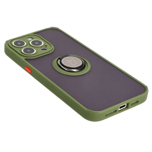Kup Etui z uchwytem na palec Bizon Case Hybrid Ring do Apple iPhone 15 Pro Max kouřové se zeleným rámečkem - BIZ3780 - {ean13} - Sklep Home Screen