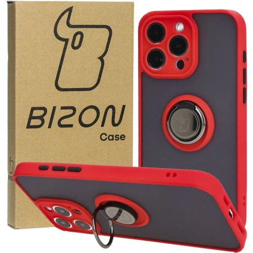 Buy Bizon Case Hybrid Ring Apple iPhone 15 Pro Max smoky with a red frame - BIZ3781 - {ean13} - Home Screen Store Europe