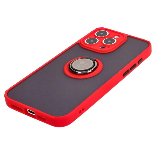 Buy Bizon Case Hybrid Ring Apple iPhone 15 Pro Max smoky with a red frame - BIZ3781 - {ean13} - Home Screen Store Europe