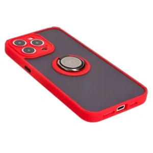 Kup Etui z uchwytem na palec Bizon Case Hybrid Ring do Apple iPhone 15 Pro Max przydymione z czerwoną ramką - BIZ3781 - {ean13} - Sklep Home Screen