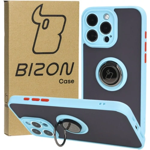 Kup Bizon Case Hybrid Ring Apple iPhone 15 Pro Max fumuriu cu un cadru albastru deschis - BIZ3782 - {ean13} - Sklep Home Screen