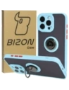 Bizon Case Hybrid Ring Apple iPhone 15 Pro Max fumuriu cu un cadru albastru deschis