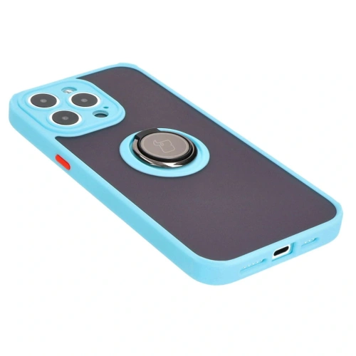 Kup Bizon Case Hybrid Ring Apple iPhone 15 Pro Max fumuriu cu un cadru albastru deschis - BIZ3782 - {ean13} - Sklep Home Screen